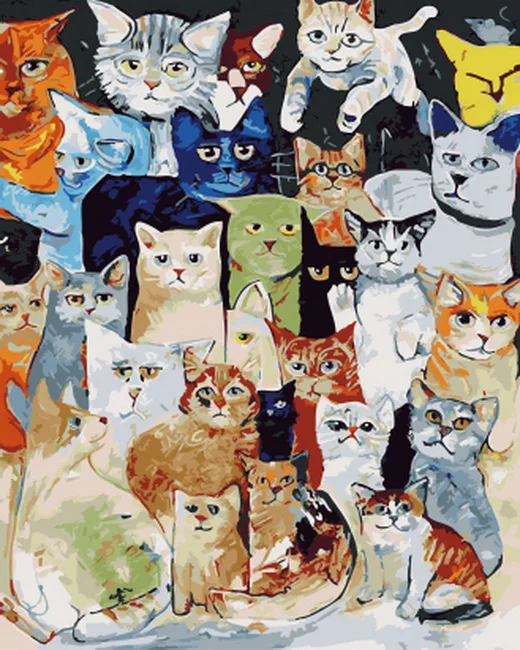 

Frameless diy paintings by numbers cat paint by number for home decor PBN for living room 4050 all kitty