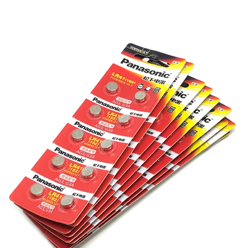 500pcs/lot 100% Original Panasonic LR41 Button Cell Battery SR41 AG3 G3A L736 192 392A Zn/MnO2 1.5V Lithium Coin Batteries LR 41