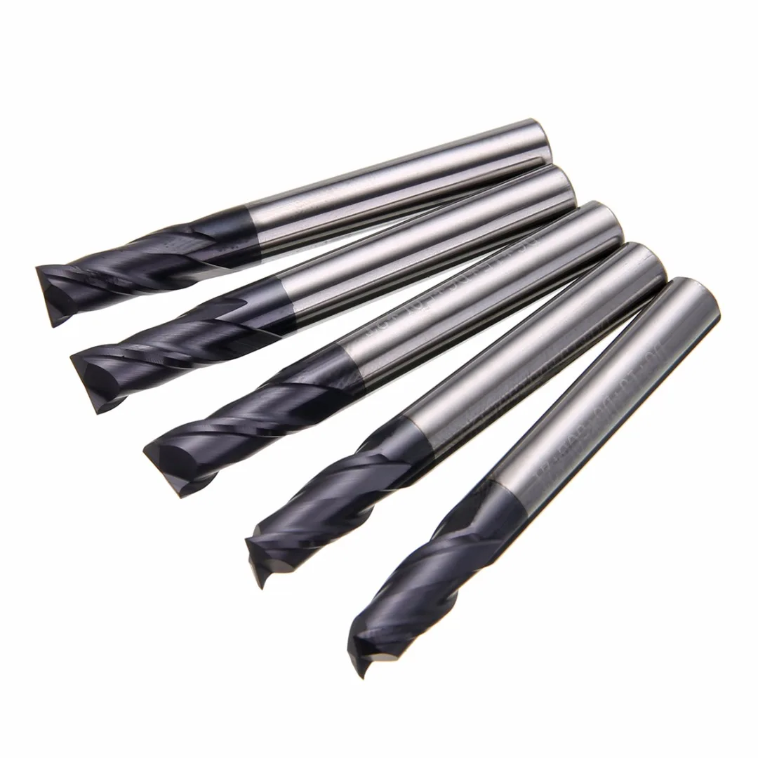 5pcs 2 Flute Slot End Mill 6mm Diameter Solid Carbide Tungsten Coating CNC Milling Cutter Set