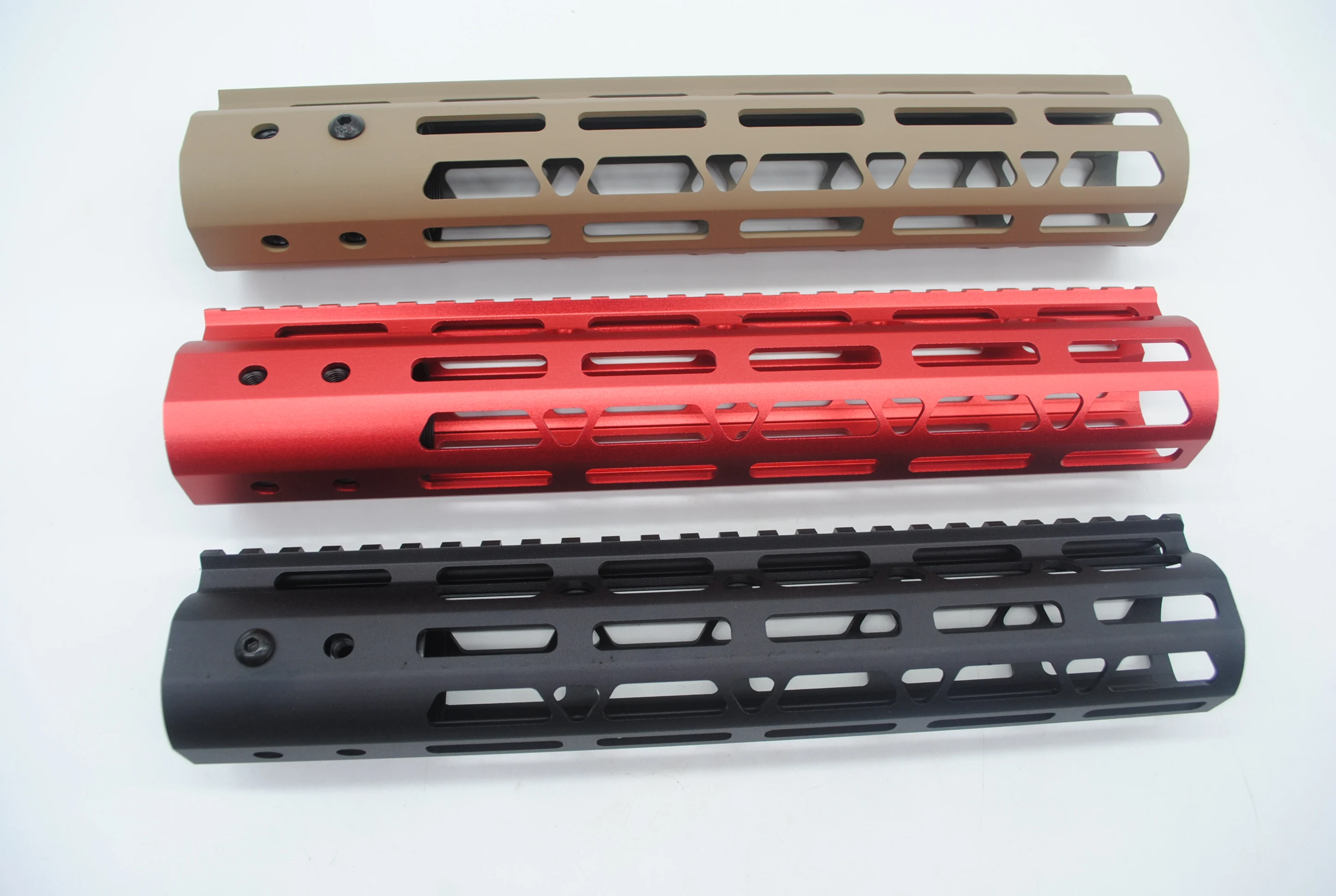 Aplus 10 ''inch Free Float Handguard Rail M lok / Keymod Style Mount System Fit .223/5.56 AR 15_Black/красный/песочный