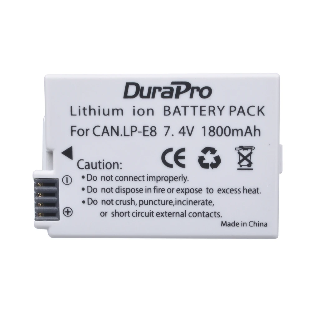 Аккумулятор DuraPro LP-E8 LP E8 LPE8 для Canon EOS 550D 600D 650D 700D kiss X4 X5 X6i X7i Rebel T2i T3i T4i T5i |