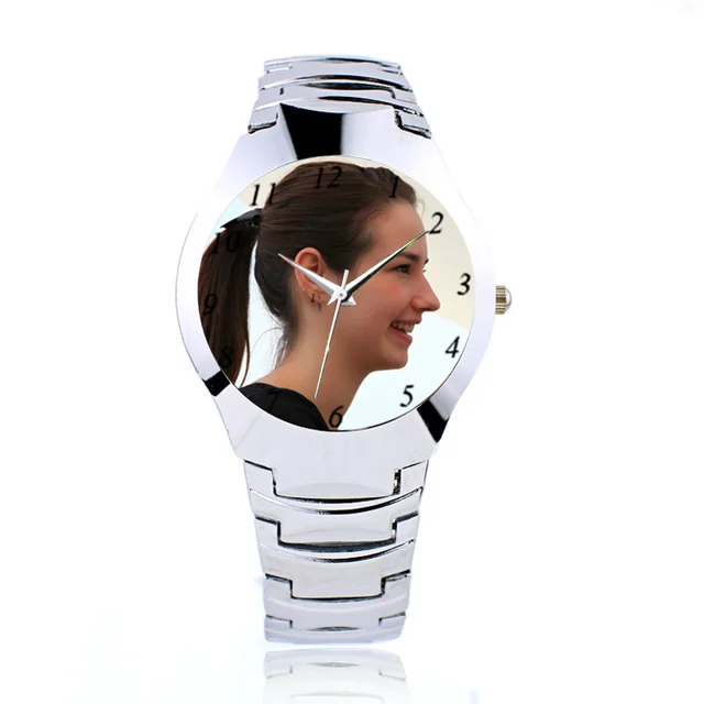 Silver women's watch Custom logo Watch photo print Watches watch face