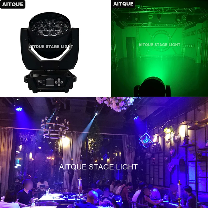 4lot New stage light led lyre dmx512 moving head zoom 19 x 12w wash beam | Лампы и освещение