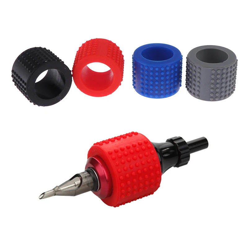 

1pc Silicone Hand Cover Tattoo Grip 25mm Tattoo Pen Grip Cover Skid Resistance Black/Red/Blue/Grey Color
