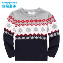 Новинка; Модный осенне-зимний свитер из хлопка для мальчиков; модная жаккардовая Базовая рубашка; свитер для детей; детская трикотажная одежда