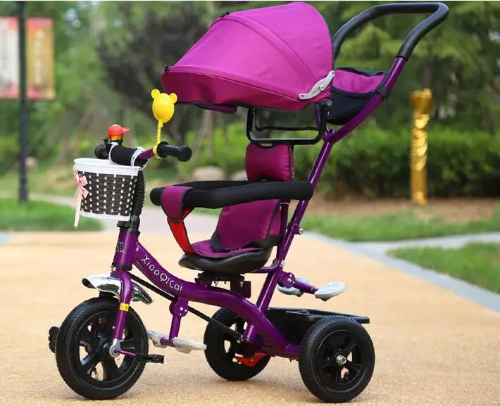 С зонтиком тент детский педальный трицикл детская тележка детский велосипед Надувное резиновое колесо коляска