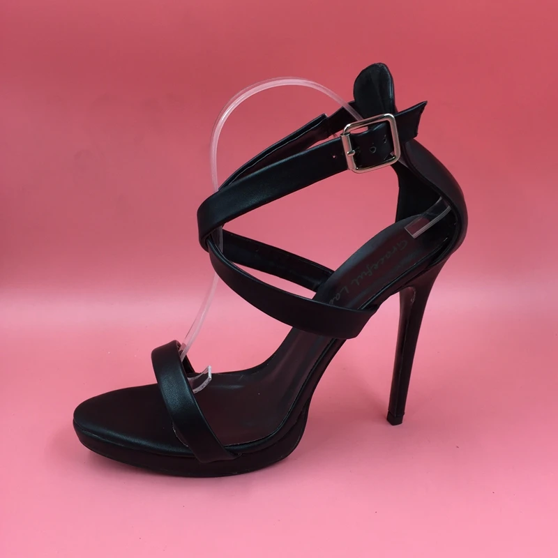 Summer Shoes Woman 2016 Real Image Sandals Buckle Strap HIgh Thin Heels Zapatos Mujer Sapato Feminino Black Sandalias Mujer