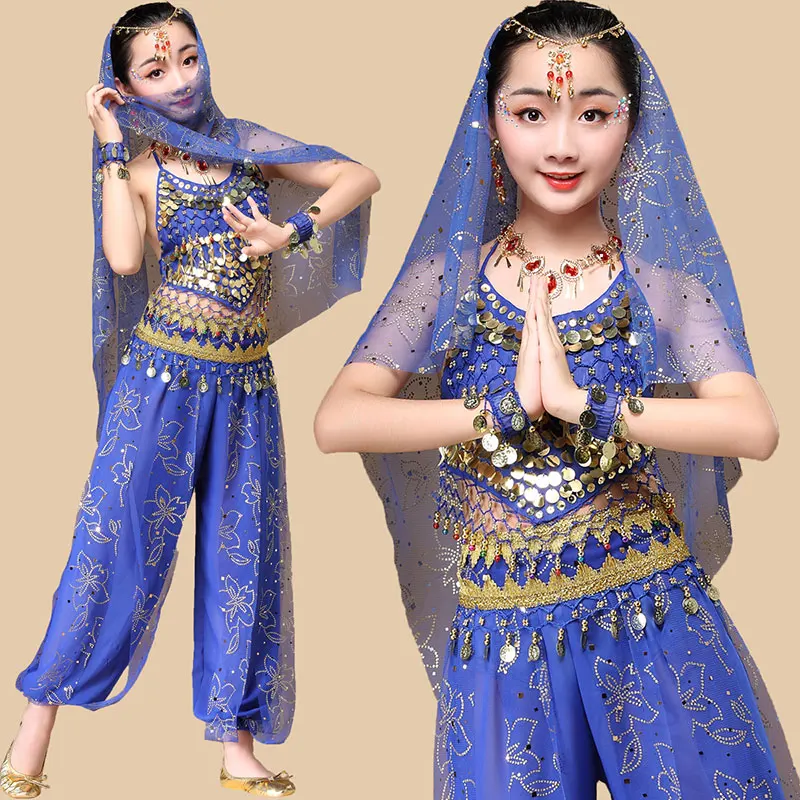 Cena Dziecko dzieci Dancewear profesjonalne brzucha kostium taneczny dla dziewczyny egipt Belly kostiumy do tańca dla dziewczynek indie Bollywood zestawy do tańca