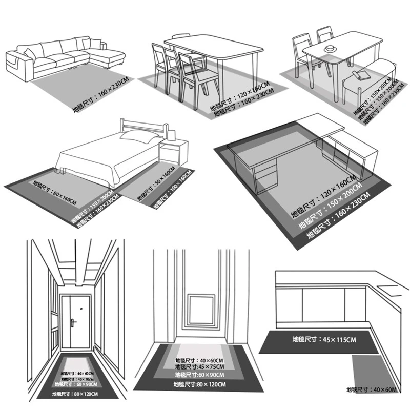 هندسية أسود أبيض مخطط غرفة المعيشة منطقة السجاجيد السرير الطابق السجاد الشمال بسيطة المنزل ديكور كنبة مكتب الحصير Tapete