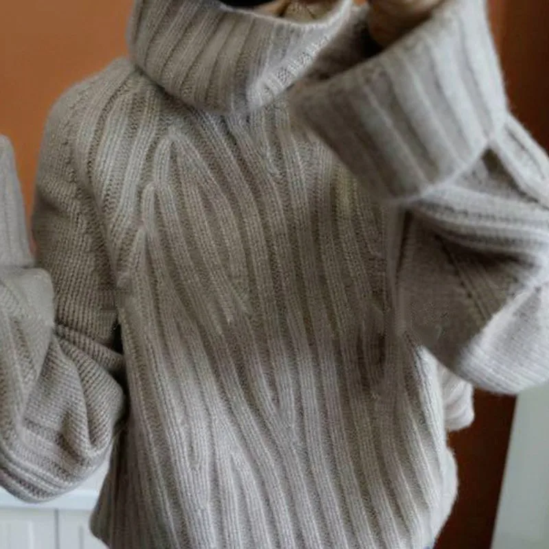 #Special Offers High Quality Womens Wool Turtleneck Sweater Winter Thicken Long Sleeved Female Tops Loose Fit Top Brand Comfort Lady Pullover