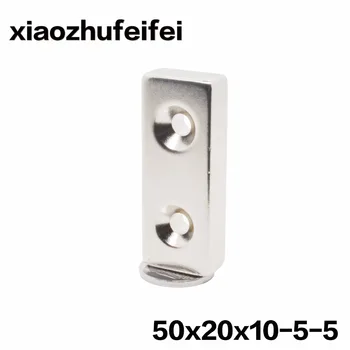

1pcs Magnetic Strong Block Magnets Silver Color 50x20x10mm Hole 5mm Neodymium N50 50*20*10-5-5mm