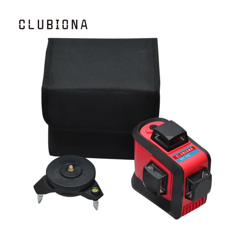 CLUBIONA 3D 360 поворотные 12 перекрестных лазерных линий с функцией наклона, вертикальный и горизонтальный Супер Мощный приемник OK - Цвет: Cloth bag packing