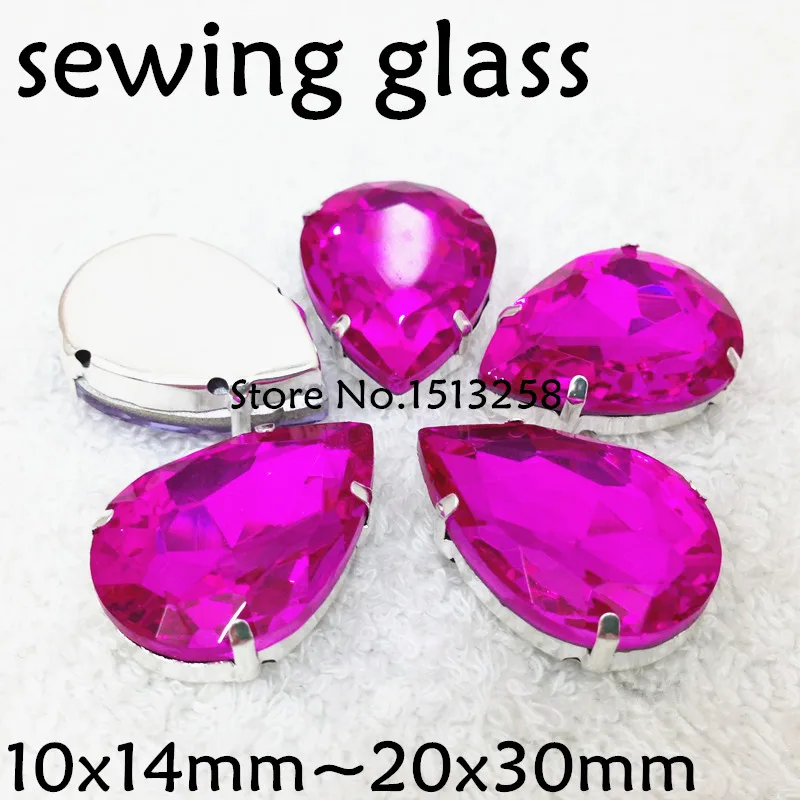 

Fuchsia Color Sew On Crystal Teardrop Fancy Stone With Claw Setting 10x14mm,13x18mm,18x25mm,20x30mm For Jewelry Making
