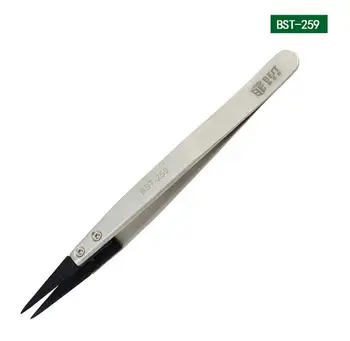 

Anti-static tweezers with replaceable flat tip