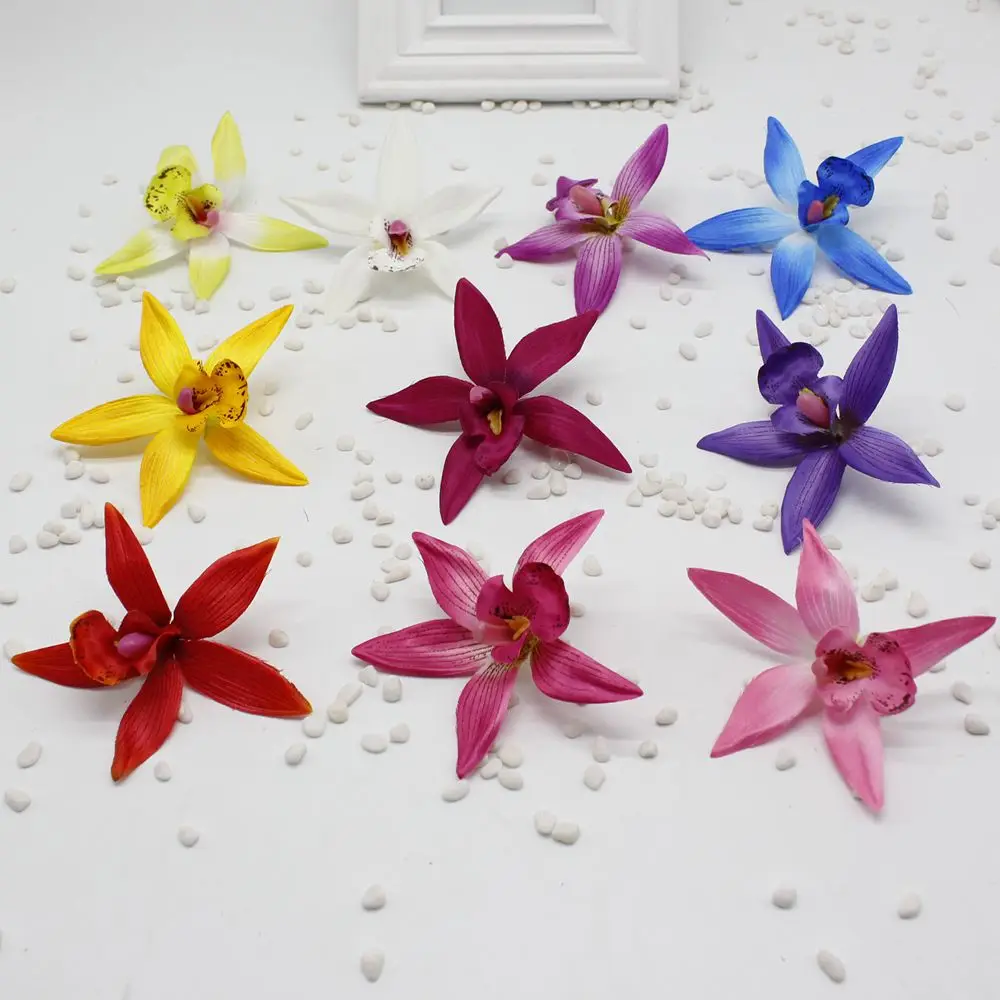 

5pcs/lot DIY cheap Silk Butterfly Orchid Artificial Flower for home Wedding Car Decoration Bride Bouquet Wrist Cymbidium Flowers