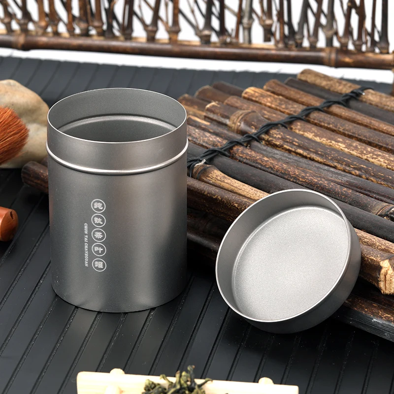 

Tiartsian Outdoor pure titanium tea can small size sealed sealed pot pu 'er tea box travel storage tank mini storage tank