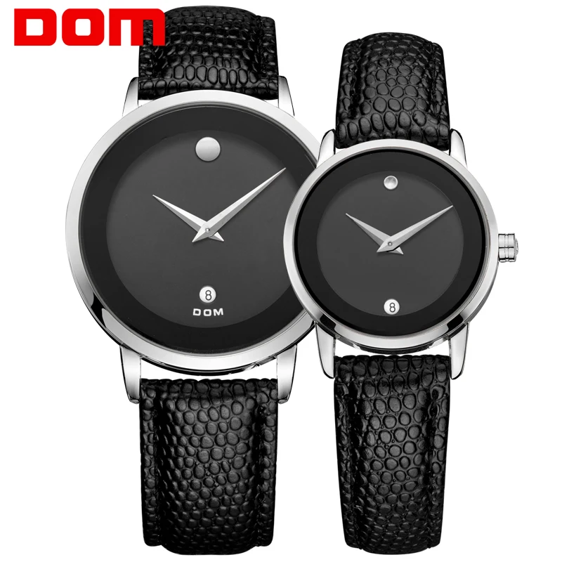 

DOM lovers couple watches luxury brand waterproof style quartz leather watch gold watch MS-375-1M+GS-1075-1M