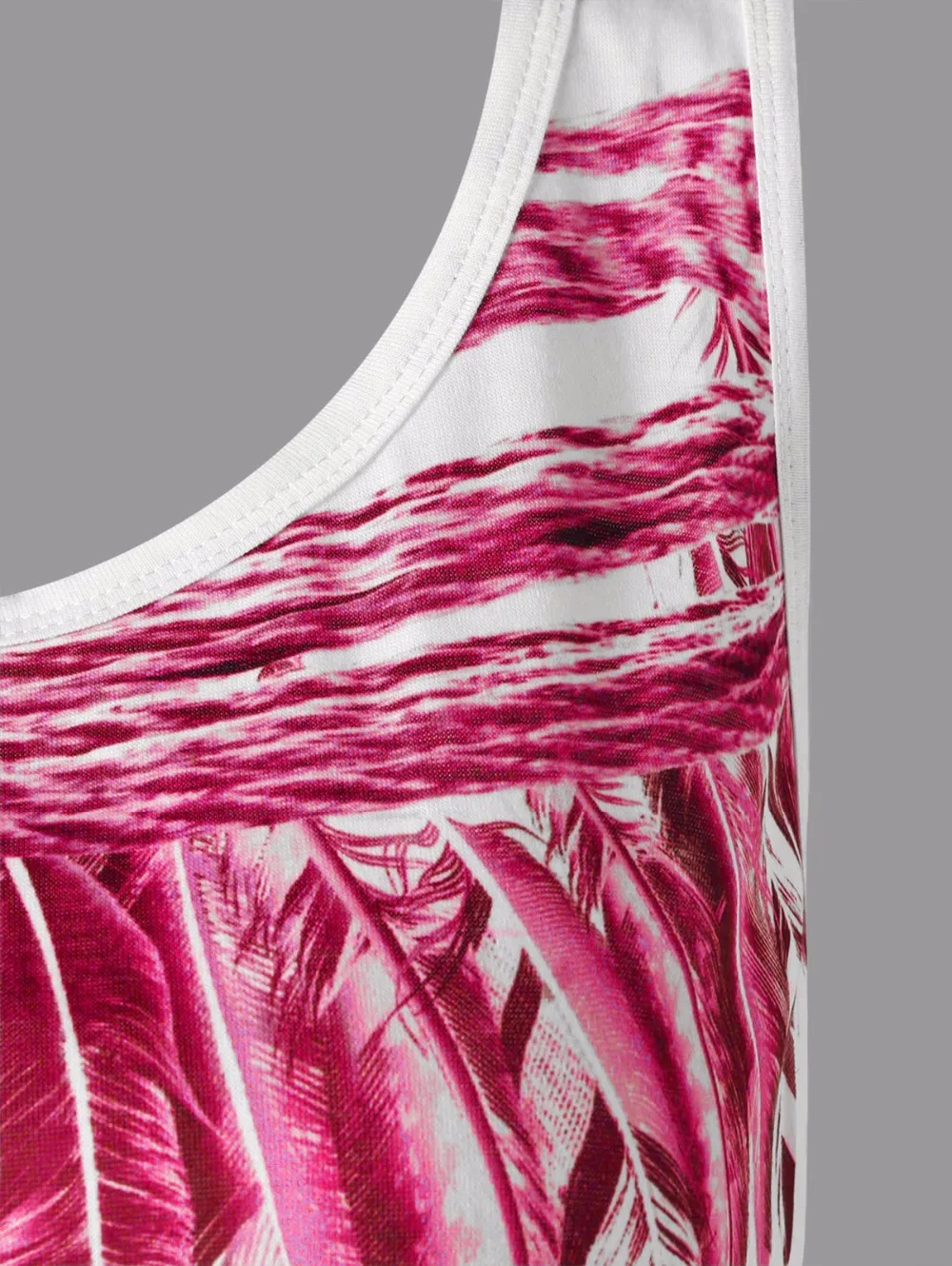 VESTLINDA Feather Print Lace Insert Handkerchief Tank Top Women Clothing Racerback Tank Top Summer 2018 Swing Tunic Tank Tops 8