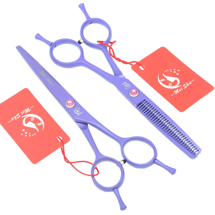 

Meisha 5.5 Inch Japanese Hairdressing Scissors Barbers Cutting Shear Thinning Tijeras with Two Tail Stainless Steel Razor HA0164