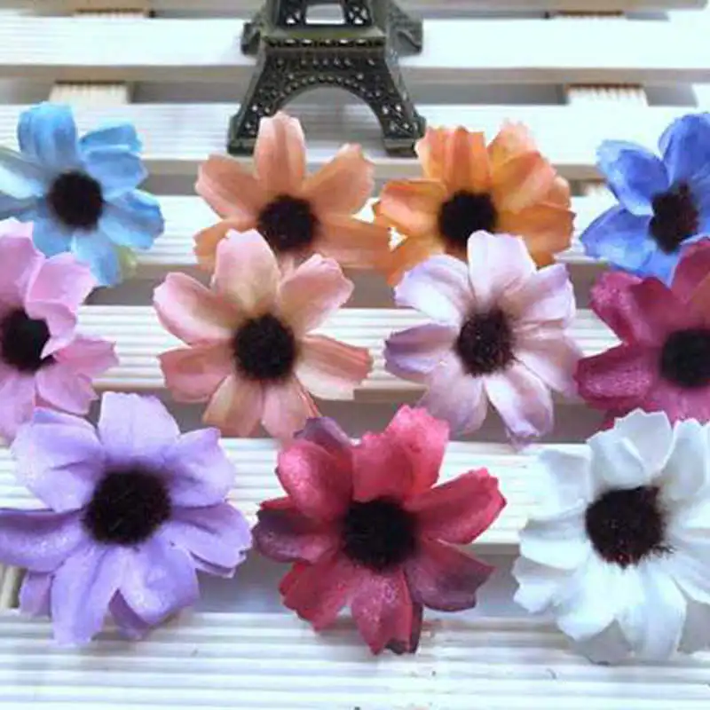 

12PCS South Korea Sen female small fresh seaside resort wreath accessories simulation cosmos flower hair band hoop accessories