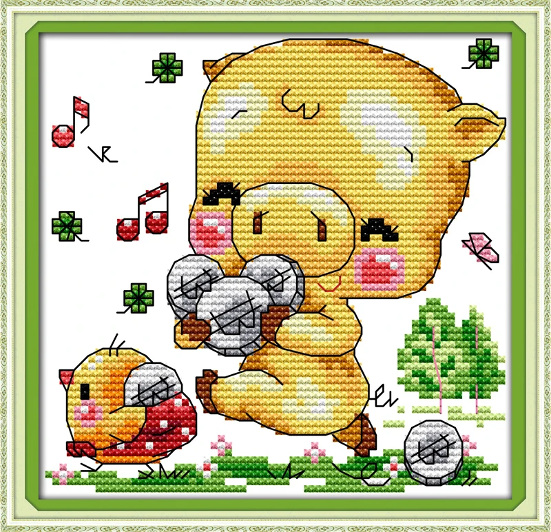 

Music pig, counted printed on fabric DMC 14CT 11CT Cross Stitch kits,embroidery needlework Sets, Home Decor