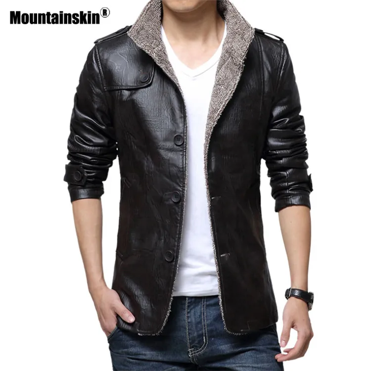 Горные мужские кожаные куртки, зимнее теплое пальто, толстая верхняя одежда, мужская мотоциклетная куртка с защитой от царапин, брендовая одежда 8XL SA593 - Цвет: Black