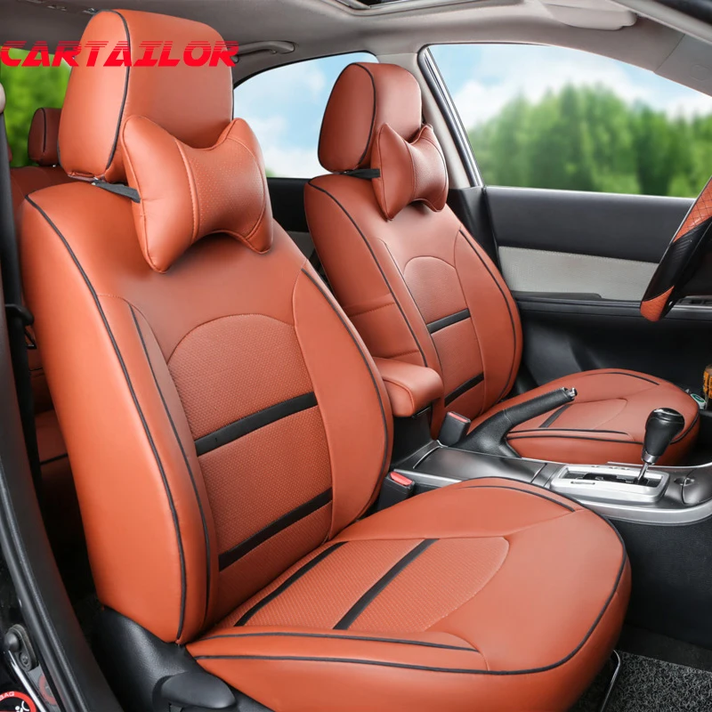 CARTAILOR Car Seat Covers Leather Fit for Jeep Wrangler 2014 2015 2013 2012 Car Seats Accessories Set Front &back Seat Protector