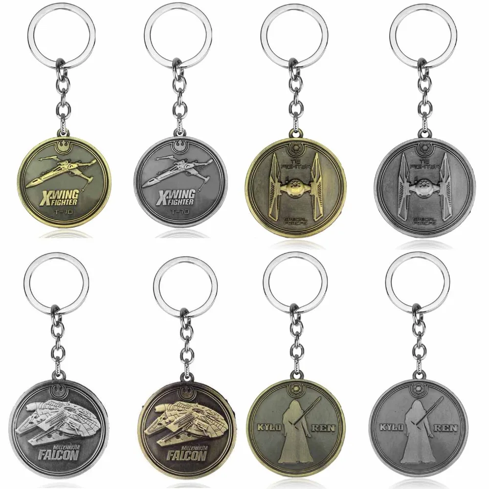 

Movie Star Wars Spaceship Key Chains Holder Fashion Vintage Metal Coins Millennium Falcon Serenity Firefly Warships Car Keyrings
