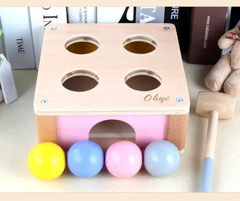 

Children knock ball box toys color shape learning blocks wooden Montessori Educational Toy kid stem product boys girls knocking