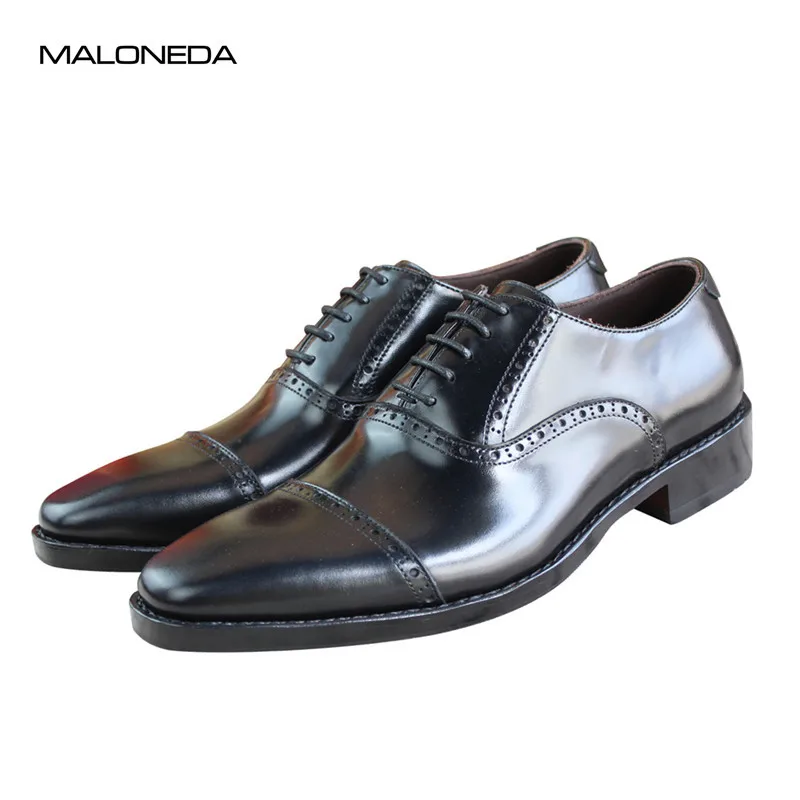 

MALONEDA Bespoke Size 37-47 Goodyear Patent Leather Shoes Handmade Black Genuine Leather Dress Shoes Match Men's Suits