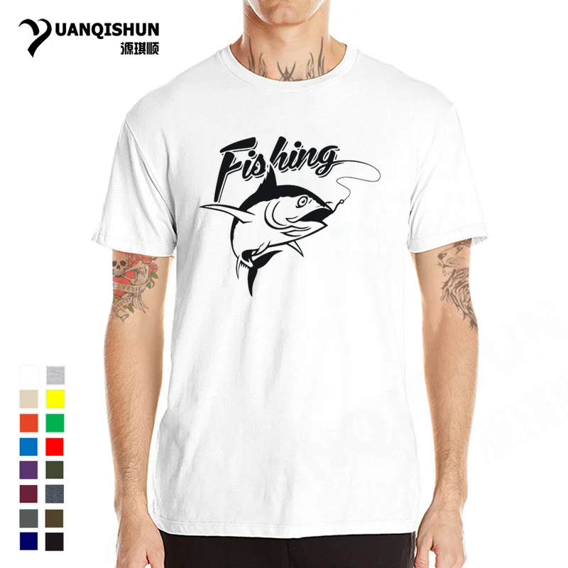 2021 New Angling T-shirt Hook Salmon Fish T shirts Fishings Competition Casual Tshirt High Quality Pure Cotton Boutique Tops Tee | Мужская