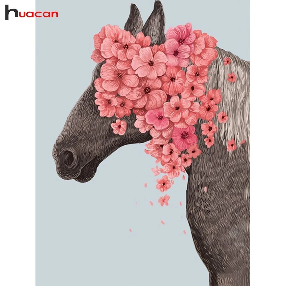 

HUACAN 3D DIY Diamond Painting Horse Diamond Embroidery Cross Stitch Round Full Drill Resin Rhinestone Painting Decoration Home