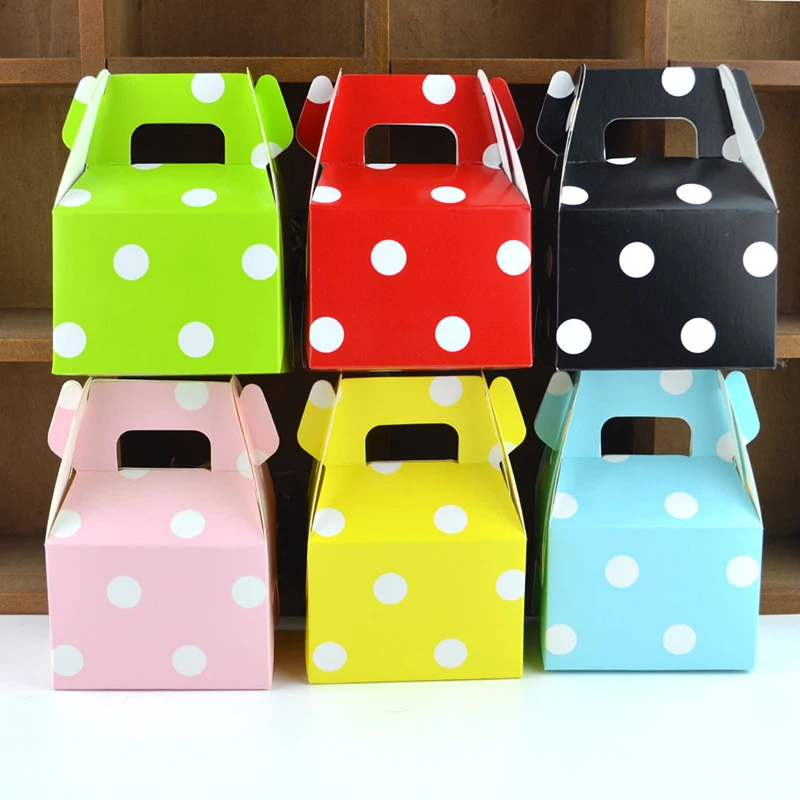 

50pcs Stripeed Polka Dot Candy Box Chevron Gift Bag Chocolate Packaging Children Birthday Baby Shower Party Wedding Decor Favors