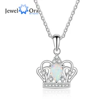 925 пробы, Серебряная корона, ожерелье s& Кулоны, элегантное белое опаловое ожерелье для женщин, хорошее ювелирное изделие, подарок(JewelOra NE103189