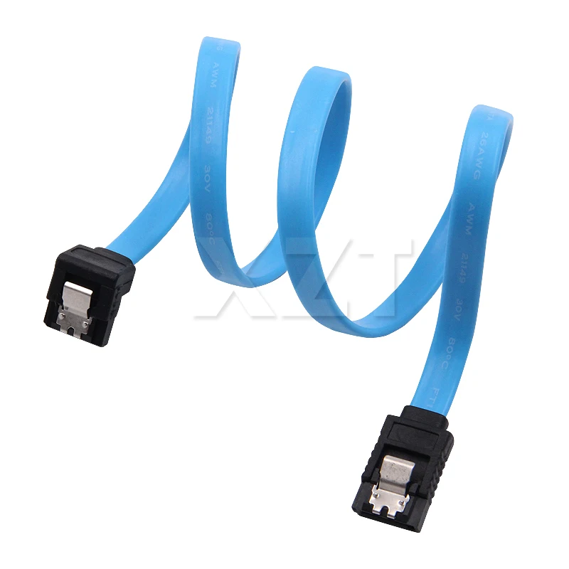 

AT Newest 45CM Fast Speed Straight Right Angle 6Gbps SATA 3.0 Cable 6GB/s SATA III SATA 3 Cable Flat Data Cord for HDD SSD