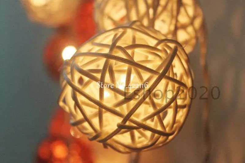 YIMIA 5m 20 Bulbs Sepak Takraw Rattan Balls LED String Garland lights Luminarias Wedding Christmas Party Decoration White/Coffee