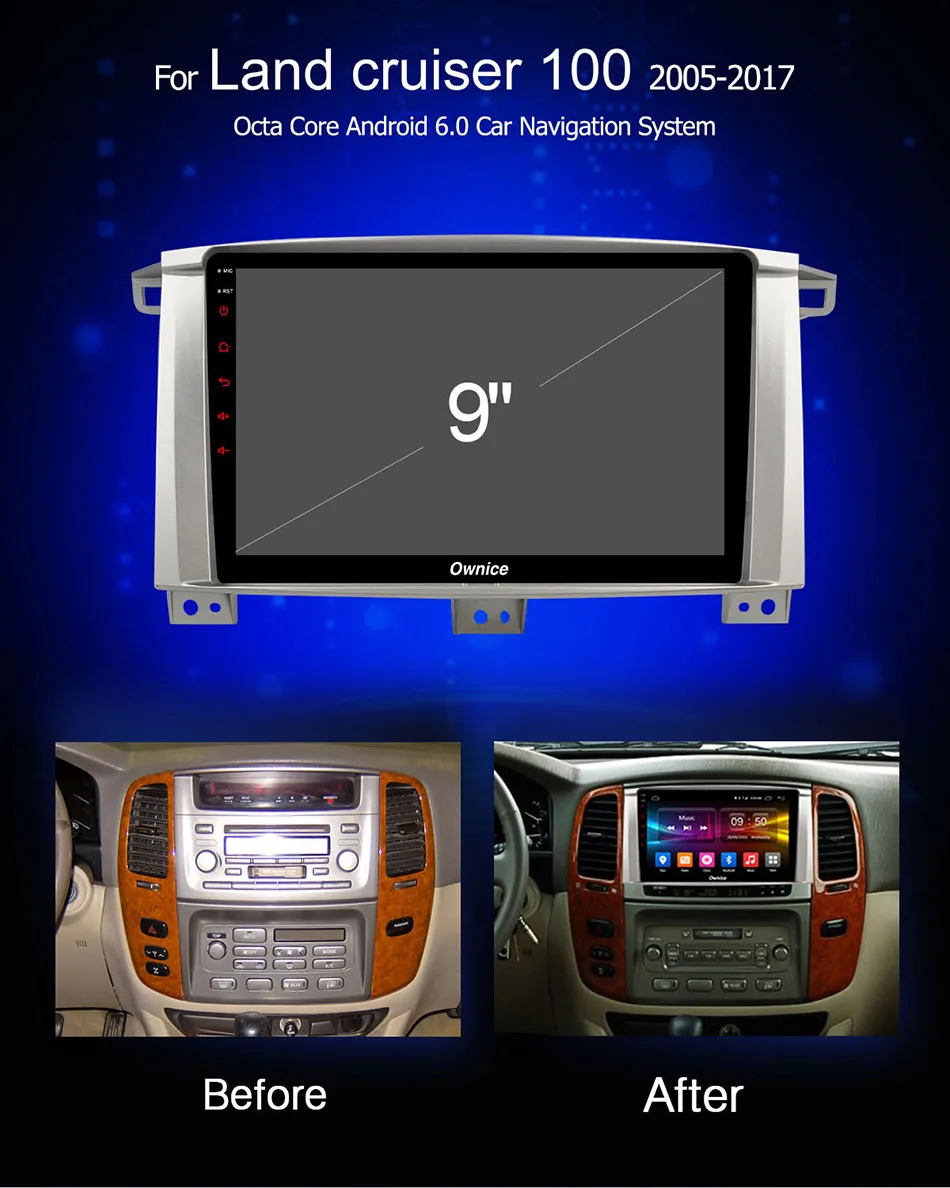 Sale Ownice K3 K5 K6 8 Core Android 8.1 2Din Car Radio DVD GPS Navigation for Toyota Land cruiser 100 LC100 / Lexus LX470 2005 - 2007 1