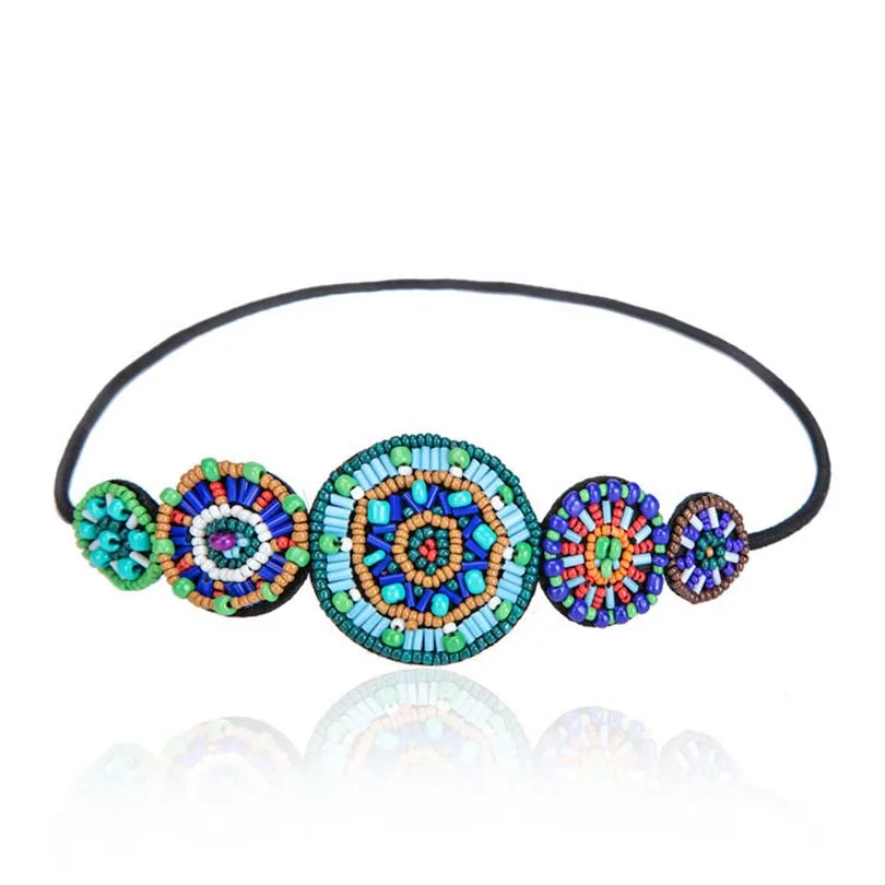 

Haimeikang Vintage Headband Elastic Hairband Headwrap Beads Headmade Head Band Head Wear Hair Accessories Ladies Women