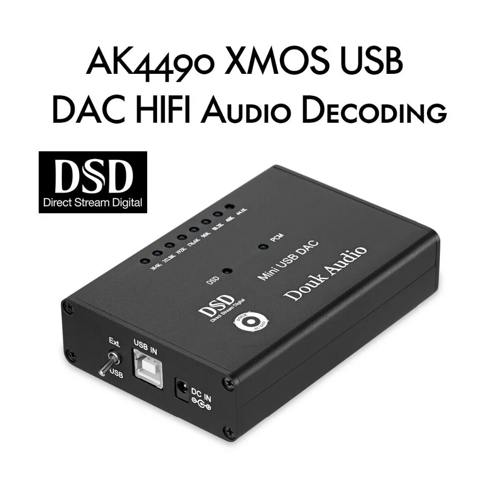 Mini AK4490 XMOS USB Audio Decoder DAC HIFI Headphone Amplifier SPDIF DSD256 5V Desktop Amplifier