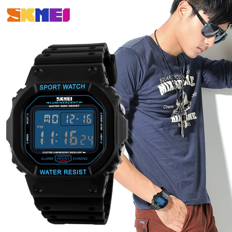 الساعات الرجال LED الرقمية الكلاسيكية الرياضة ووتش الغوص 50 M العسكرية relojes Relogio Masculino الأزياء في الهواء الطلق المعصم SKMEI 2018