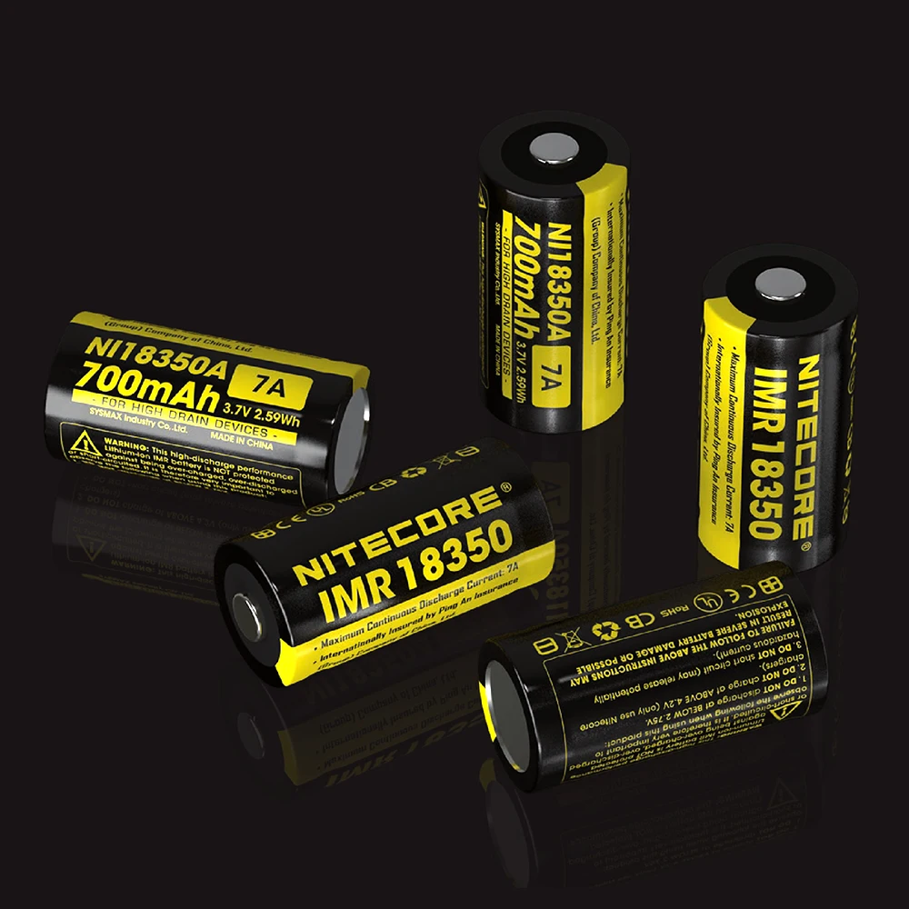 NITECORE IMR18350 7A 700mAh 3,7 V 2.59Wh литиевая аккумуляторная батарея RCR123A 16340 Li-ion батарея для высокого Дренажные устройства фонарик