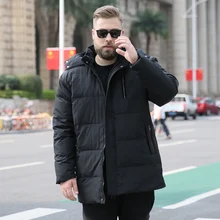 Зимний большой размер мужской пуховик 9XL 10XL 160 кг с капюшоном Длинное свободное негабаритное зимнее пальто