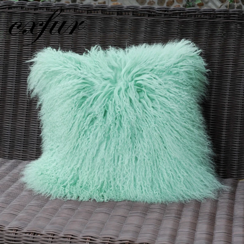 

CX-D-04X Free Shipping 2018 New Curly Mongolian Lamb Fur Pillow Cover Fur Cushion HOT SALE