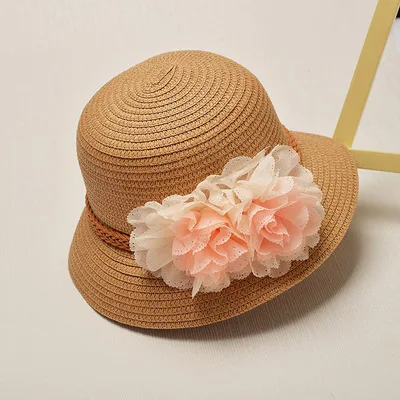 Весна лето розничная торговля дети цветок купол соломенные шляпы детские для девочки пляжные шляпы дети шляпа от солнца - Цвет: 2