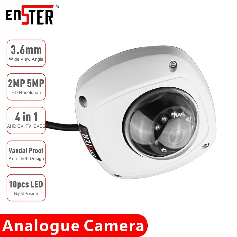 

ENSTER 1080P 2MP 5MP 4 in 1 Vandal Proof Dome Camera Night Vision View AHD CVI TVI CVBS Analogue for DVR Bus Car Vehicle Camera