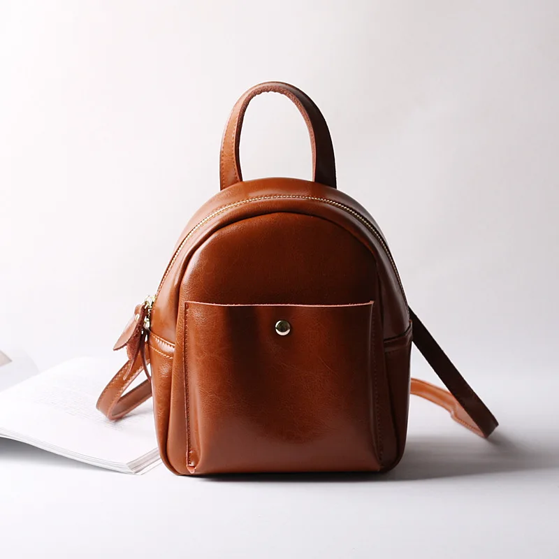 

2018 Women Fashion Small Brown Black Pink Backpack Genuine Leather Girls Schoolbags