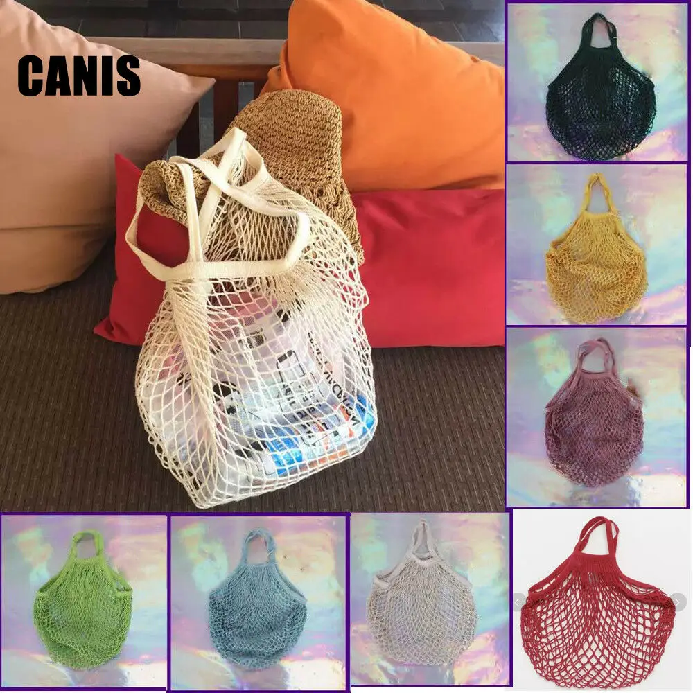الأزياء قابلة لإعادة الاستخدام الفاكهة أكياس سلسلة شبكة صيد السمك البقالة المتسوق أكياس المطبخ شبكة المنسوجة صافي تخزين أكياس