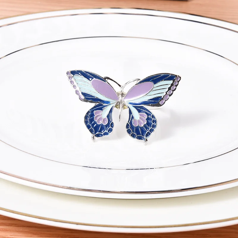 

50PCS metal napkin buckle alloy creative butterfly napkin ring home hotel back to party accessories