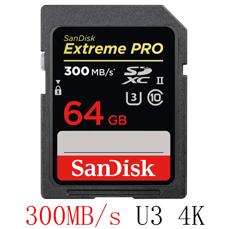 Карта памяти SanDisk Extreme Pro 32 64 128 ГБ U3 4K класс 10, SD карта 32 Гб 128 Гб 64 Гб 300 м, флеш-карта SD карта памяти SD SDXC SDHC - Емкость: 64GB