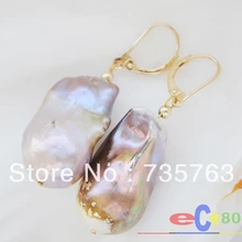 Xiuli 0028 Огромный 23 ММ лаванда барокко кеши reborn жемчужина мотаться серьги 14KGP